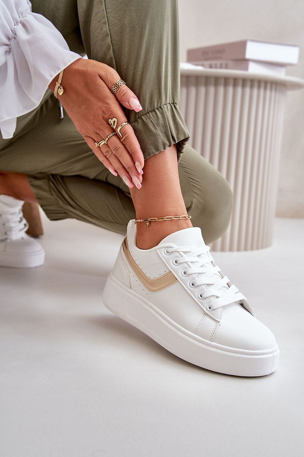 Sophisticated women's sneakers on a 4 cm platform, made from eco leather by Step in Style, perfect blend of comfort and style for discerning fashion lovers.
