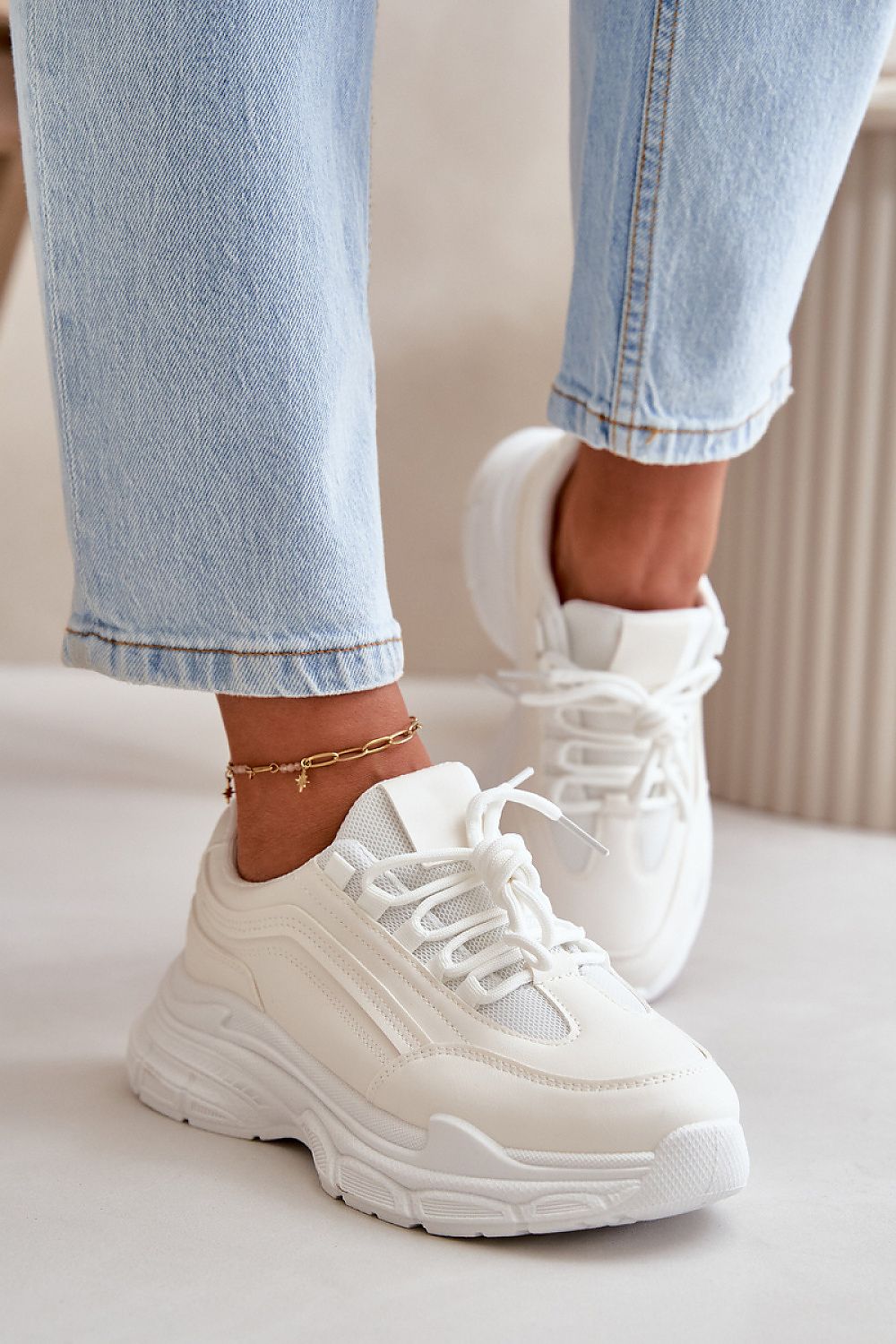 Sophisticated women's sneakers crafted from eco leather by Step in Style, featuring a 3.5 cm platform for added height and style.
