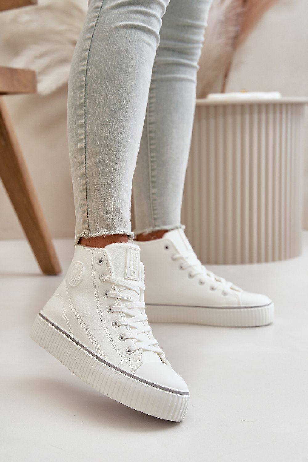 BIG STAR Women's Eco Leather Sneakers with platform, ankle-high design, showcasing luxury and comfort, crafted by Step in Style.