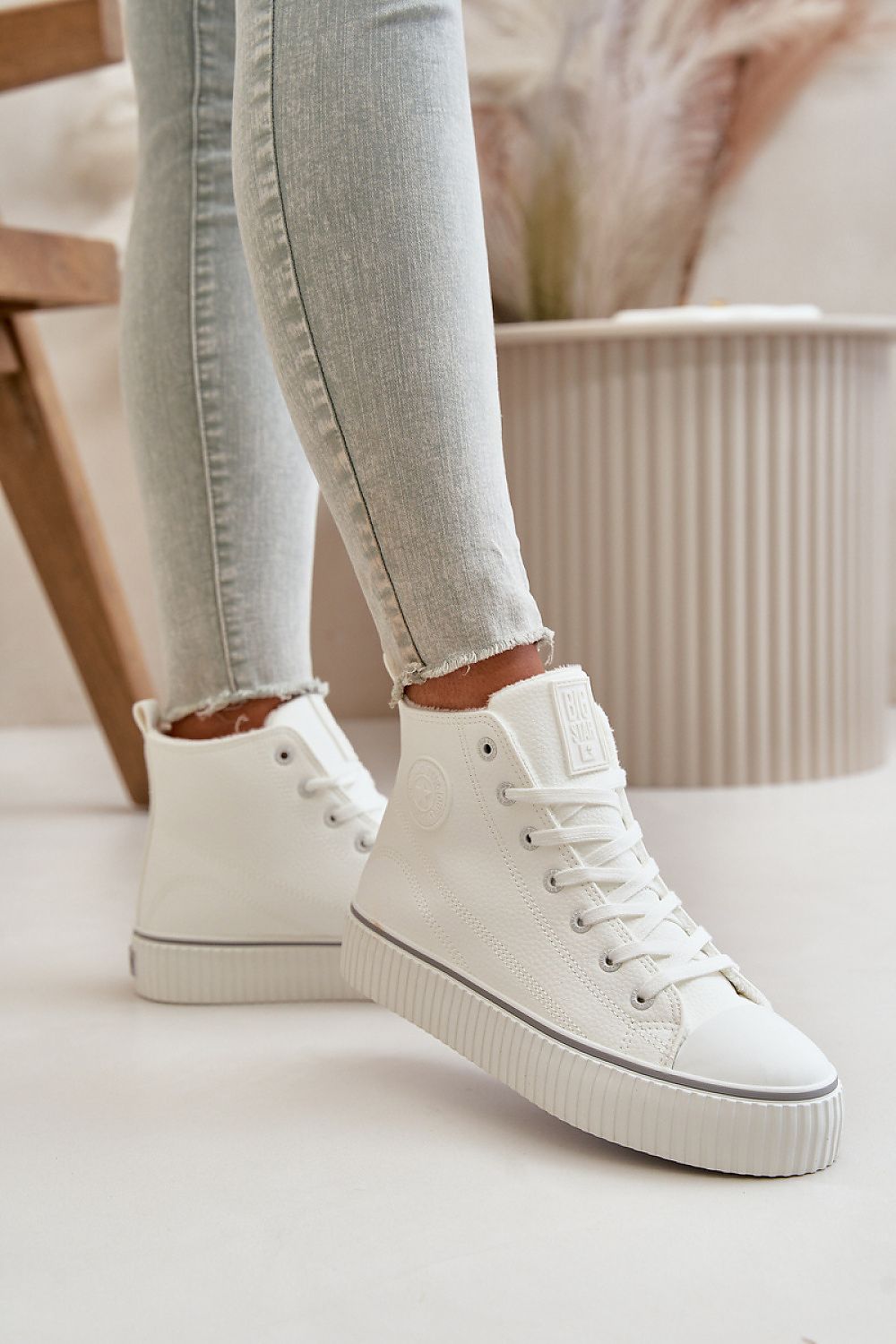 Chic BIG STAR Women's Eco Leather Sneakers, featuring a warm lining and fashionable ankle-high silhouette by Step in Style.
