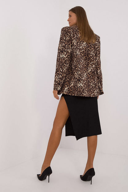 Sophisticated long-sleeve women's animal motif blazer by Italy Moda, perfect for both formal occasions and casual outings.