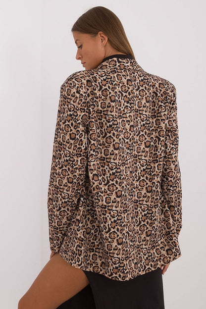 Elegant Women's Animal Motif Blazer by Italy Moda, showcasing a sophisticated design in lightweight polyester and elastane, perfect for stylish daytime or evening occasions.