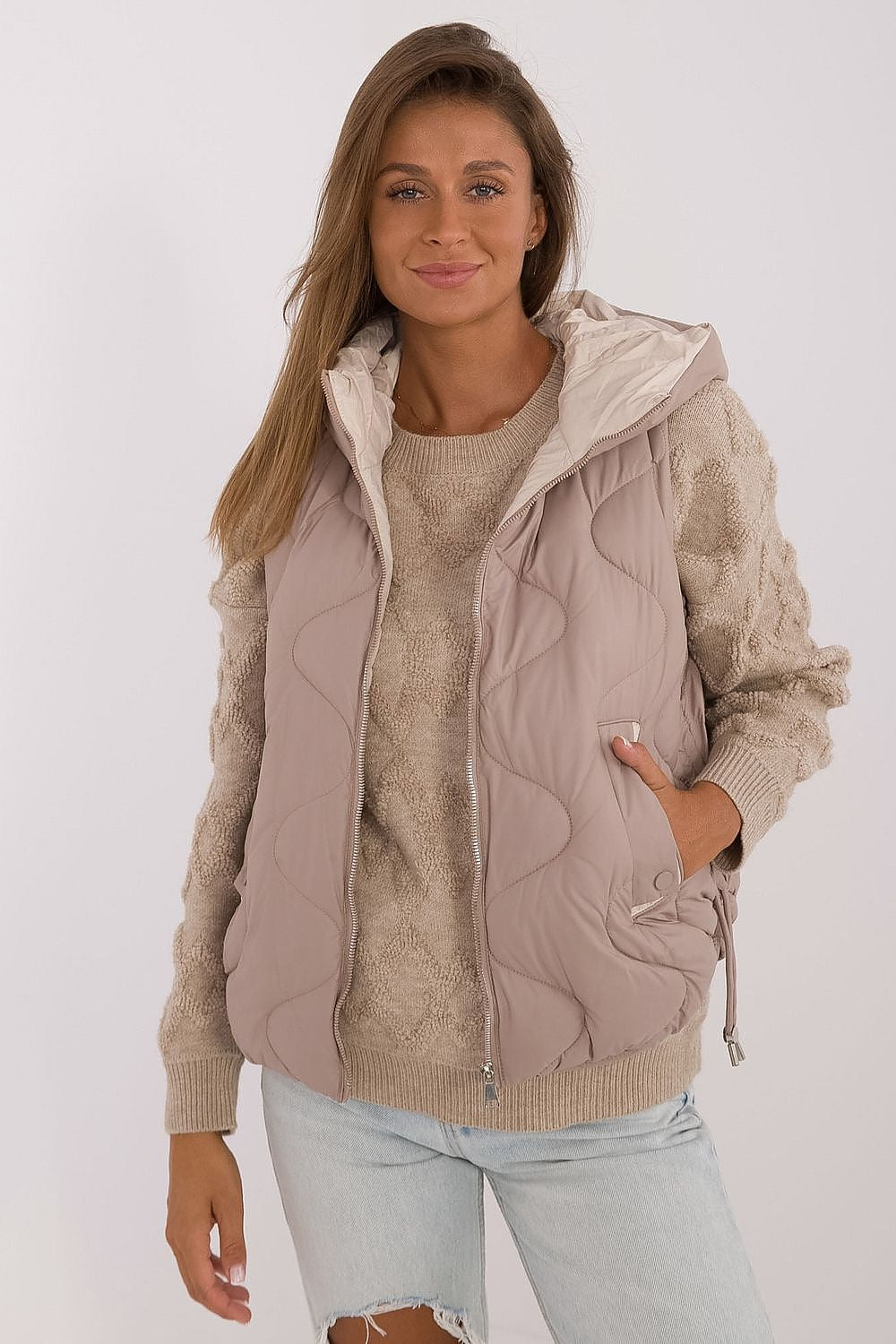 MBM Women's Quilted Down Vest with Hood in elegant design, showcasing lightweight comfort and warmth for casual days, perfect for stylish winter outfits.