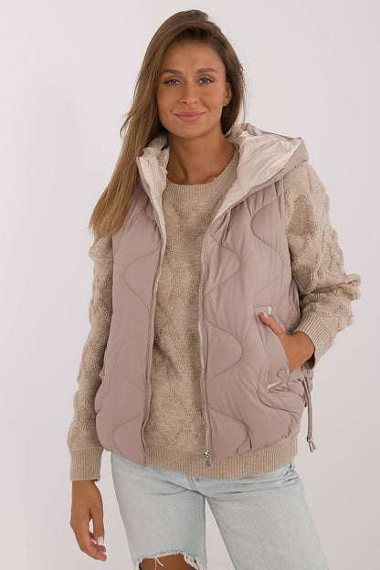 MBM Women's Quilted Down Vest with Hood in elegant design, showcasing lightweight comfort and warmth for casual days, perfect for stylish winter outfits.