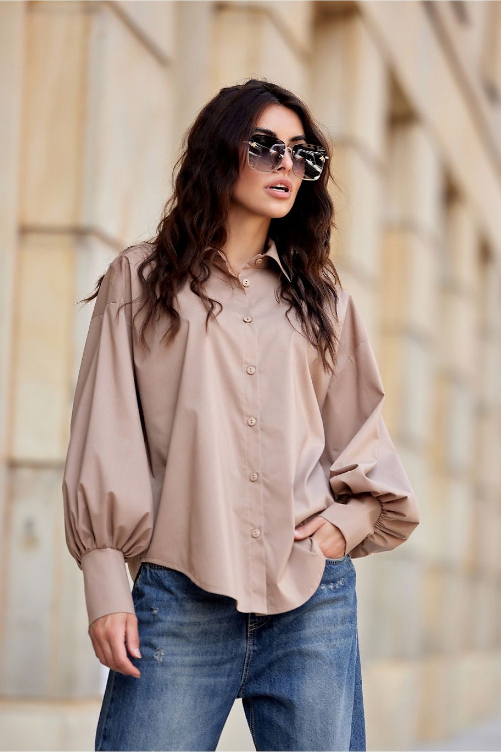 Stylish Roco Fashion women's long sleeve shirt with a minimalist design, perfect for versatile dressing from office chic to casual outings.