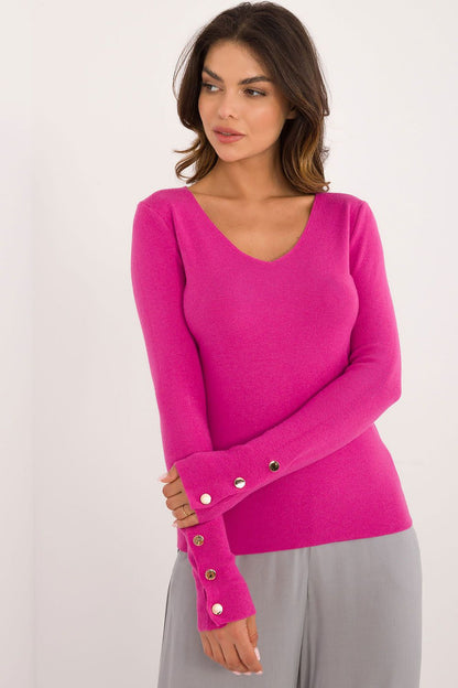 Stylish AT women's sweater in a classic V-neck style, perfect for versatile wear from the office to casual outings.