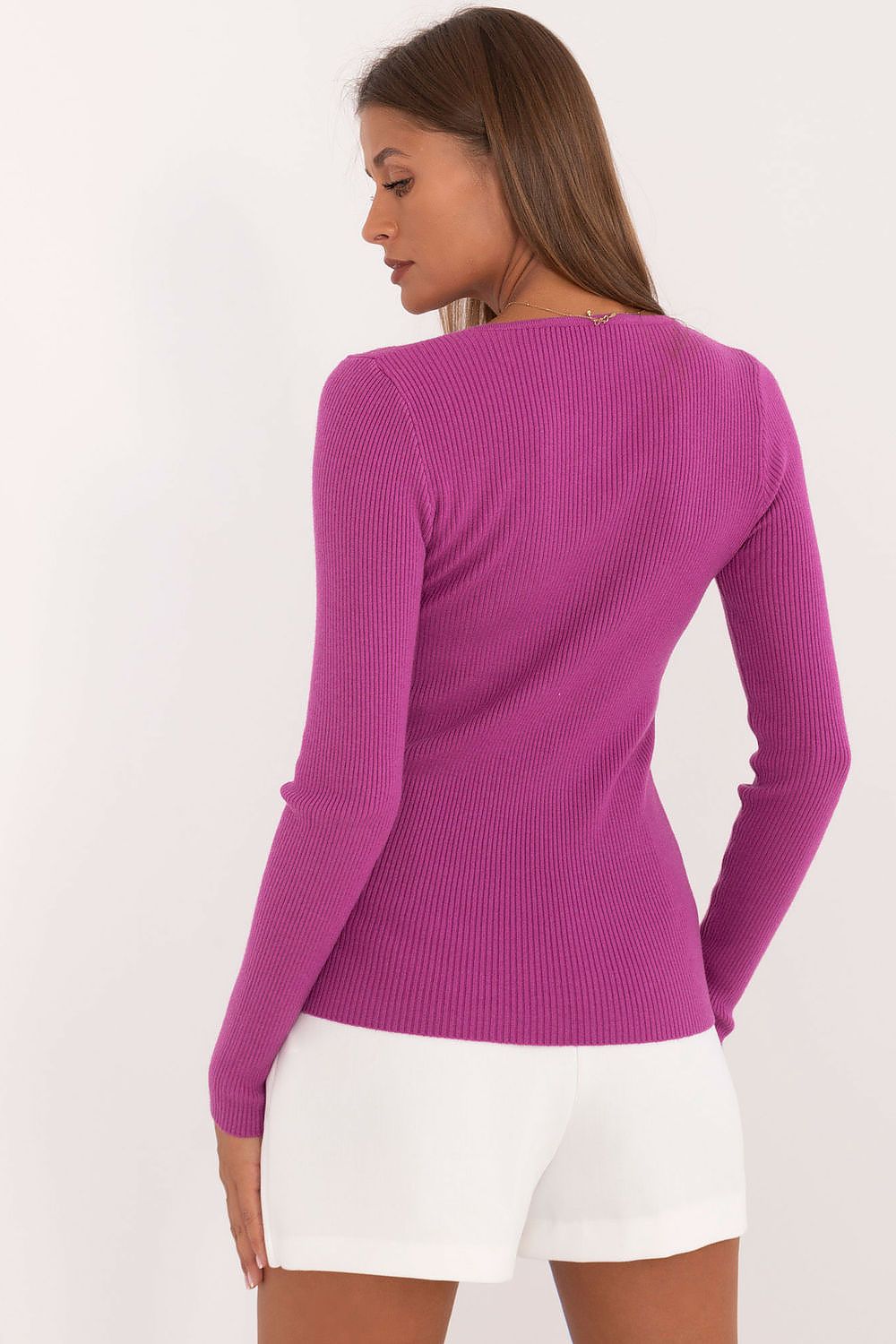 Elegant women's casual sweater by AT featuring decorative buttons and a comfortable viscose, polyester, and polyamide blend, perfect for everyday wear.