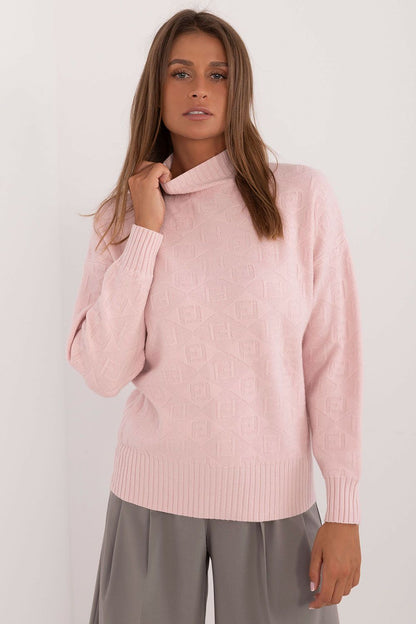 Elegant casual half turtleneck jumper by AT for women, made from a warm acrylic-polyester blend sweater, perfect for stylish winter wear.