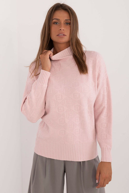 Elegant casual half turtleneck jumper by AT for women, made from a warm acrylic-polyester blend sweater, perfect for stylish winter wear.