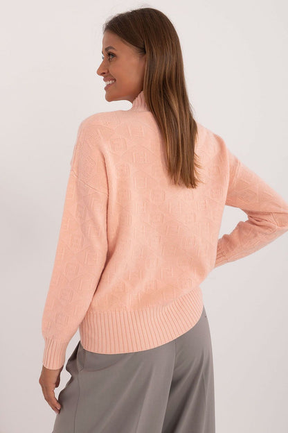 Refined half turtleneck women's jumper by AT, expertly crafted from a soft acrylic-polyester blend for added warmth and casual elegance.