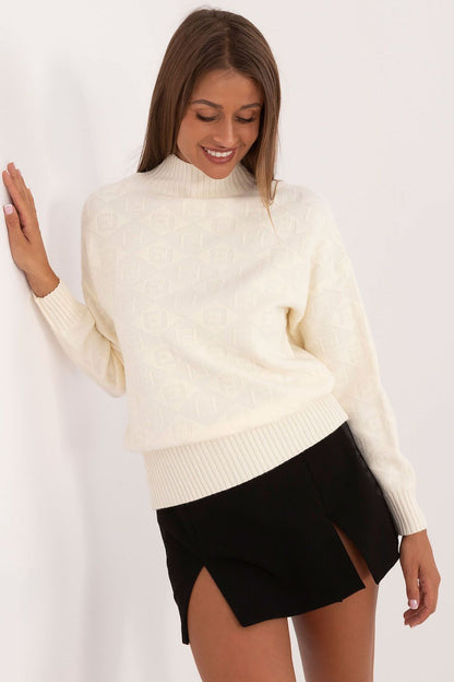 Versatile women's casual sweater by AT with long sleeves and a half turtleneck, perfect for layering in cooler seasons.