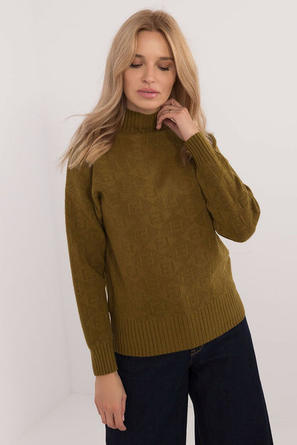 Versatile long sleeve half turtleneck jumper for women by AT, showcasing a chic silhouette ideal for both casual outings and office wear.