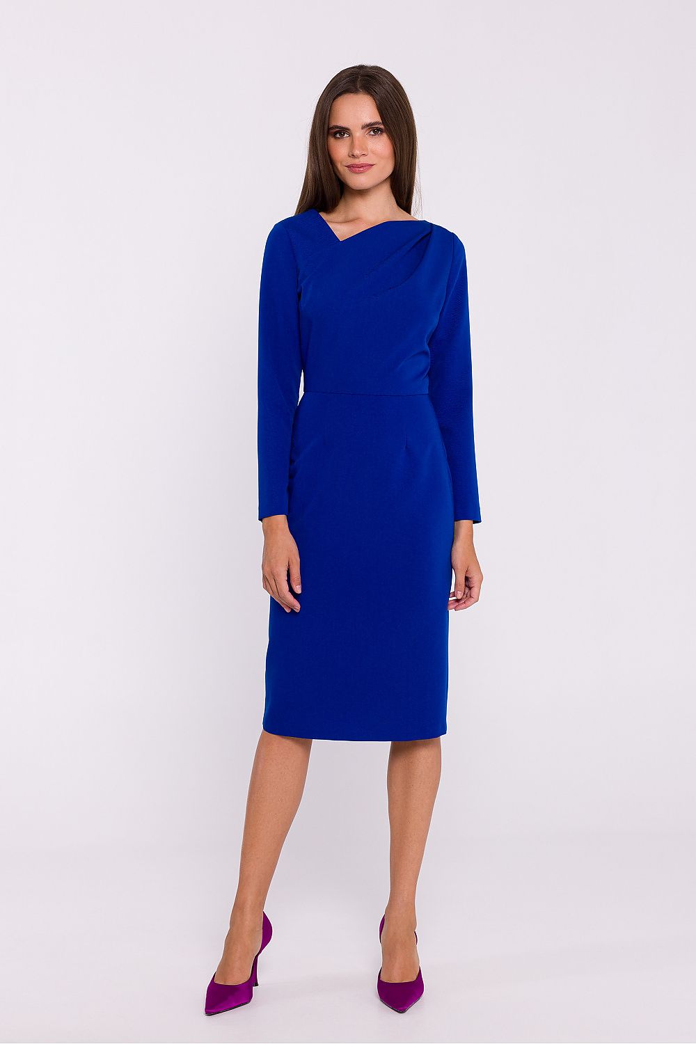 Stylove pencil cut dress displayed on a model, exemplifying chic elegance with its long sleeves and tailored fit.