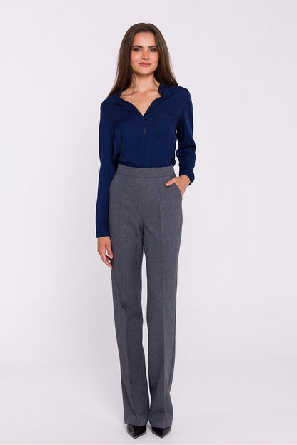 Stylove luxurious satin blouse with long sleeves and one-button cuffs, showcasing exquisite craftsmanship and stylish design elements.