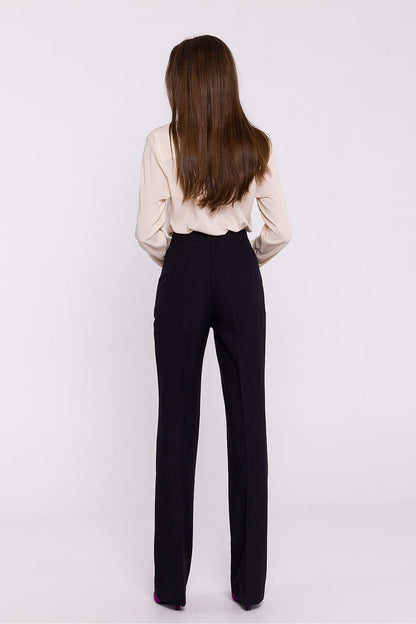 Stylove's graceful women's flared trousers, designed with a high waist and pressed edge, enhancing silhouette and style for professional settings.