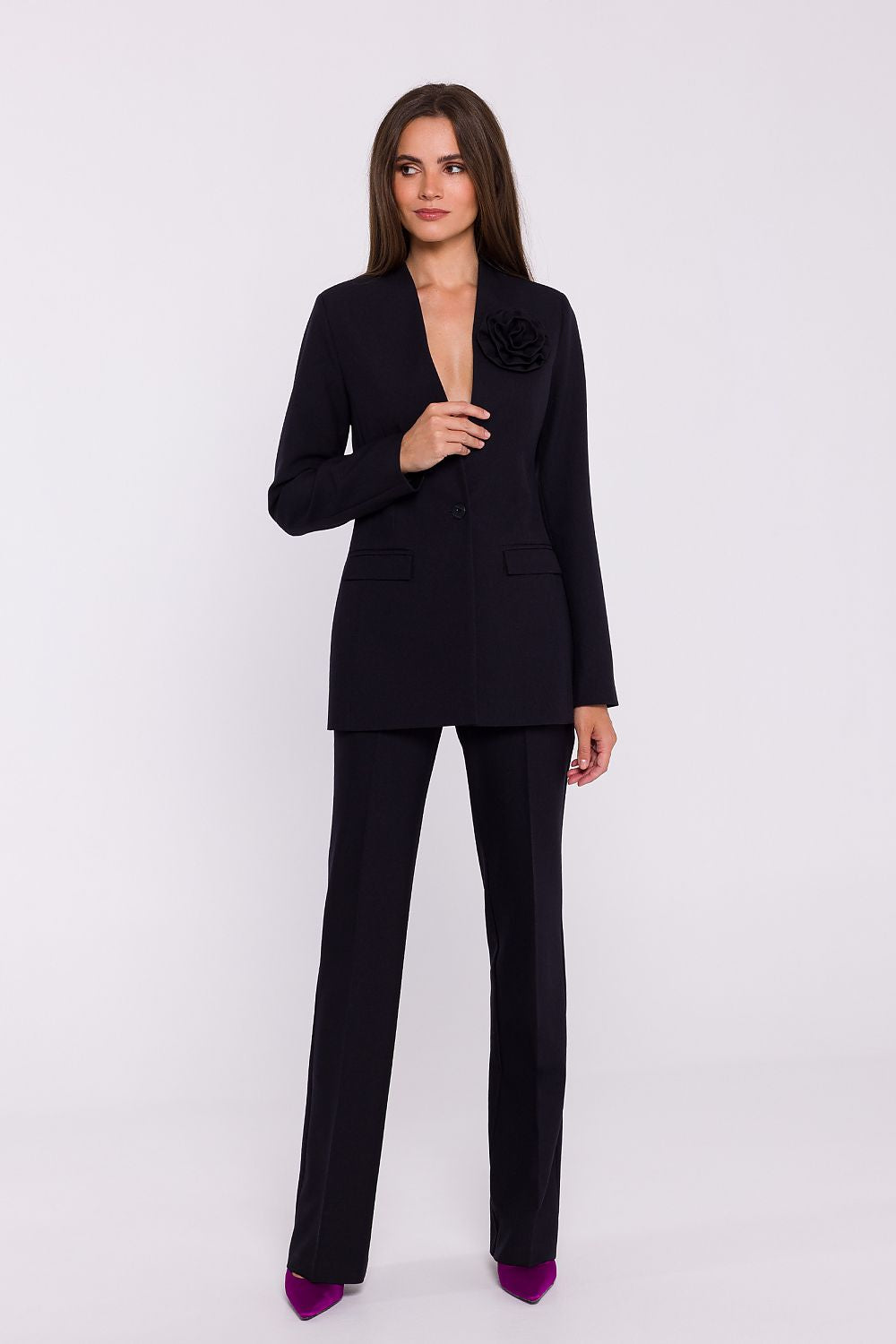 Women’s high rise flared trousers by Stylove, radiating elegance with their timeless design, perfect for both business attire and evening events.