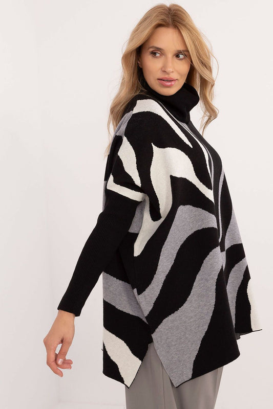 Elegant long-sleeve turtleneck sweater by Factory Price, showcasing a vibrant design perfect for both casual outings and formal occasions.