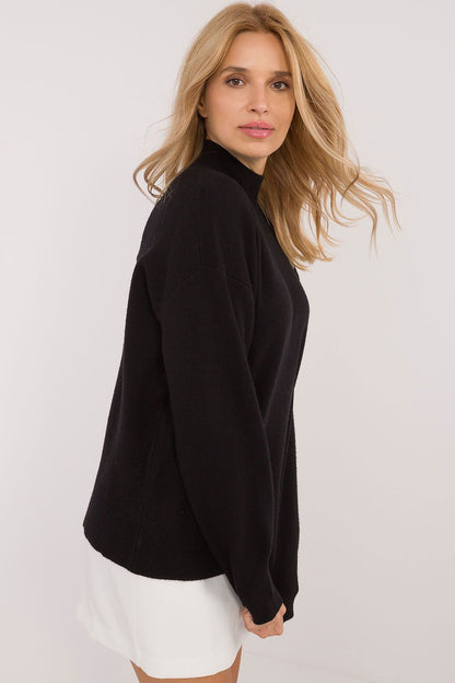 Luxurious long sleeve half turtleneck sweater by Sublevel, perfect for stylish layering in cooler weather.