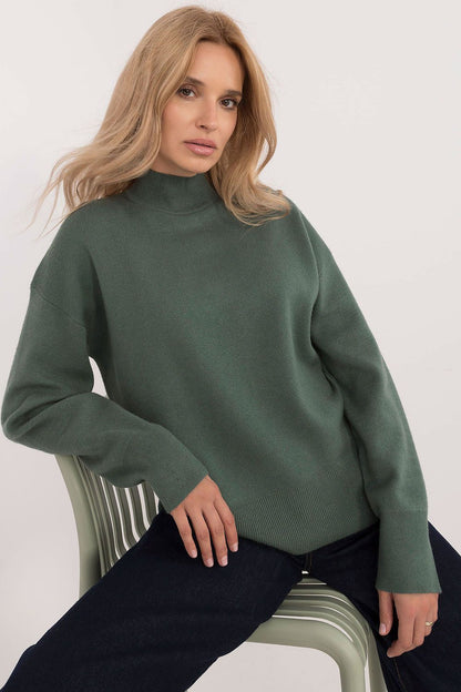 Detail view of the Sublevel Soft Viscose Blend Sweater, emphasising the stylish half turtleneck and exquisite texture.