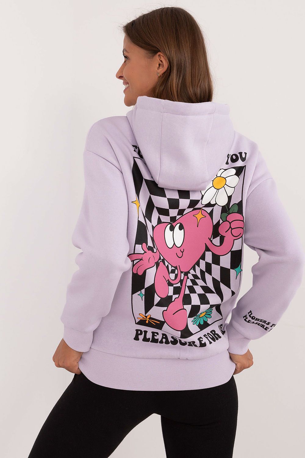 Elegant Sublevel women's cotton-polyester blend sweatshirt with unique prints and warm hood, ideal for everyday luxury wear.