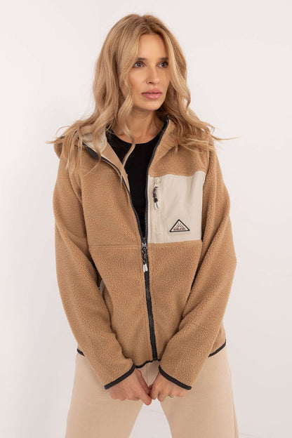 Stylish Sublevel women's hooded sweatshirt with zipper and hood, designed for casual outings while offering a sporty yet sophisticated vibe.