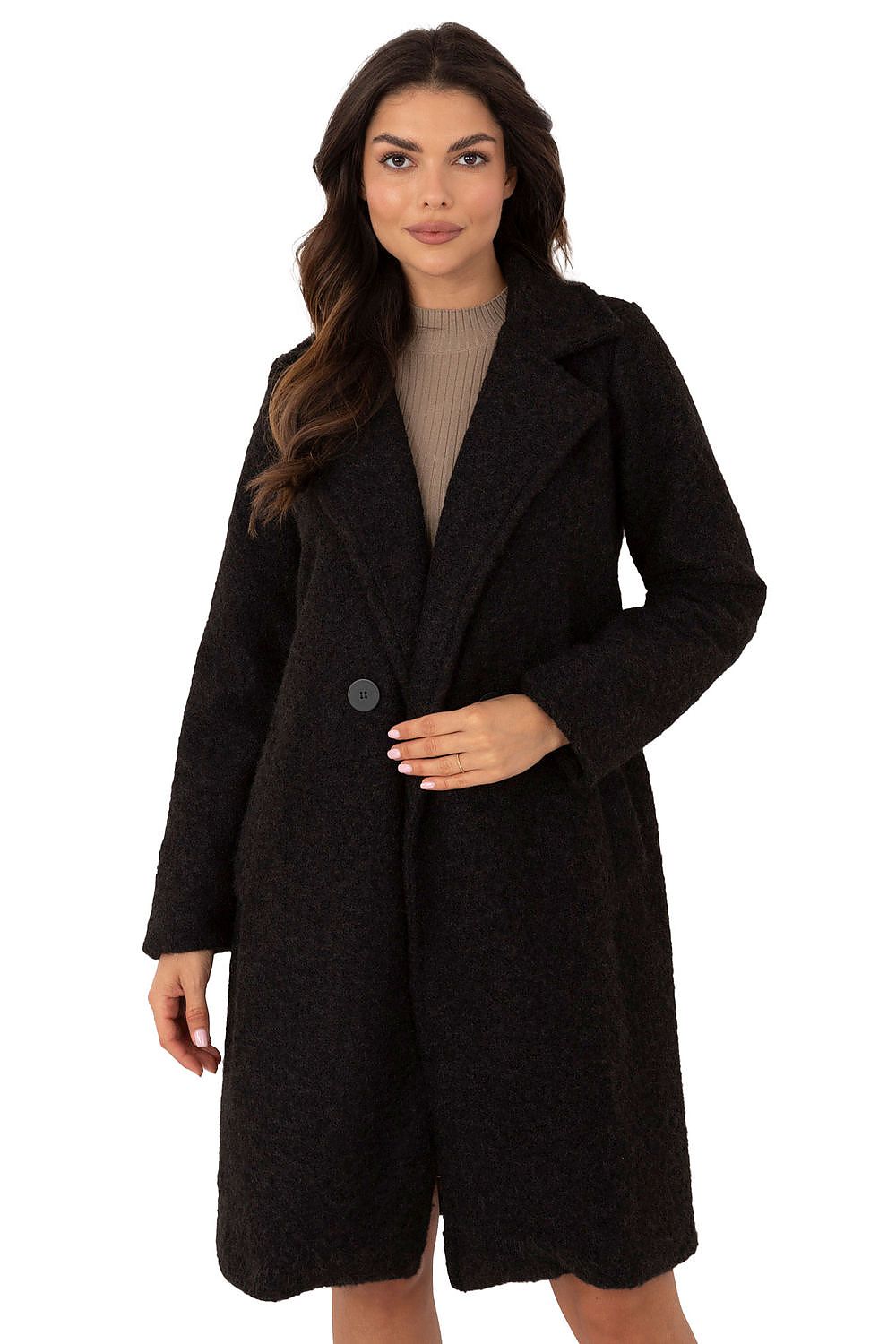 Elegant Women's winter coat by Italy Moda featuring long sleeves and unique textured fabric, ideal for cold weather.