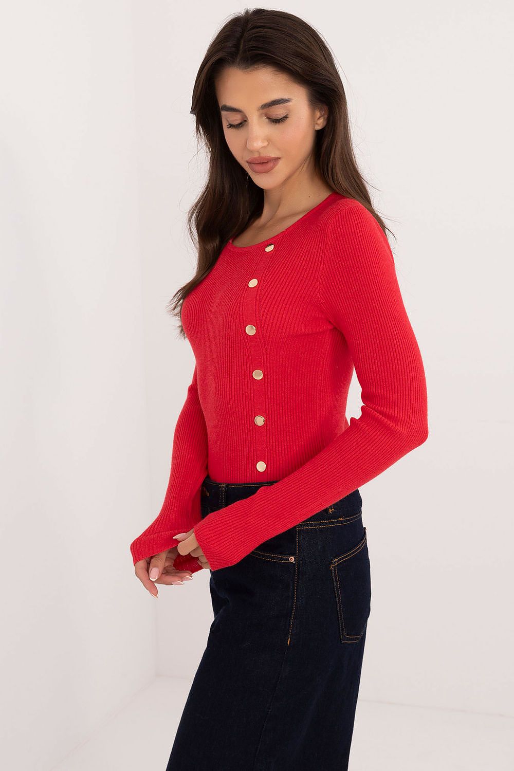 Chic long-sleeved women's sweater by AT, crafted from quality viscose, polyester, and polyamide, ideal for adding a touch of elegance to casual outfits.