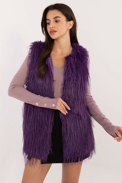 Elegant Women’s Casual Fur Vest by AT - Hoodless Insulated Gilet, expertly crafted from 100% polyester for stylish warmth and comfort.
