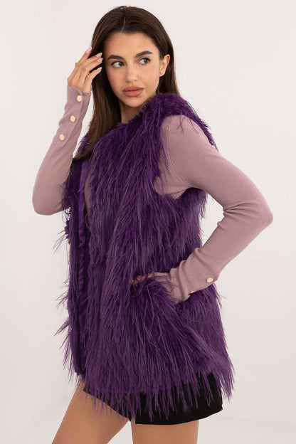 Luxurious Hoodless Fur Vest for Women by AT - Perfect for layering, showcasing a chic design and impeccable insulation for colder days.