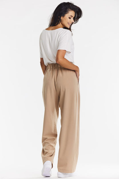 Luxurious elegant gray wide-leg trousers for women by Awama, crafted from soft viscose fabric, offering comfort and style for sophisticated casual looks.