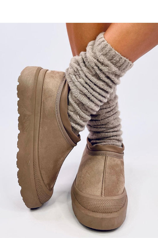 Inello Women's luxury short snow boots crafted from eco-friendly suede, featuring thick fur lining for ultimate warmth on cold winter days.