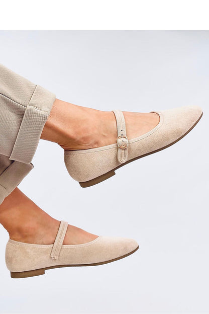 Stylish women's suede ballet flats with Mary Jane strap by Inello, showcasing luxury design and eco-friendly materials.