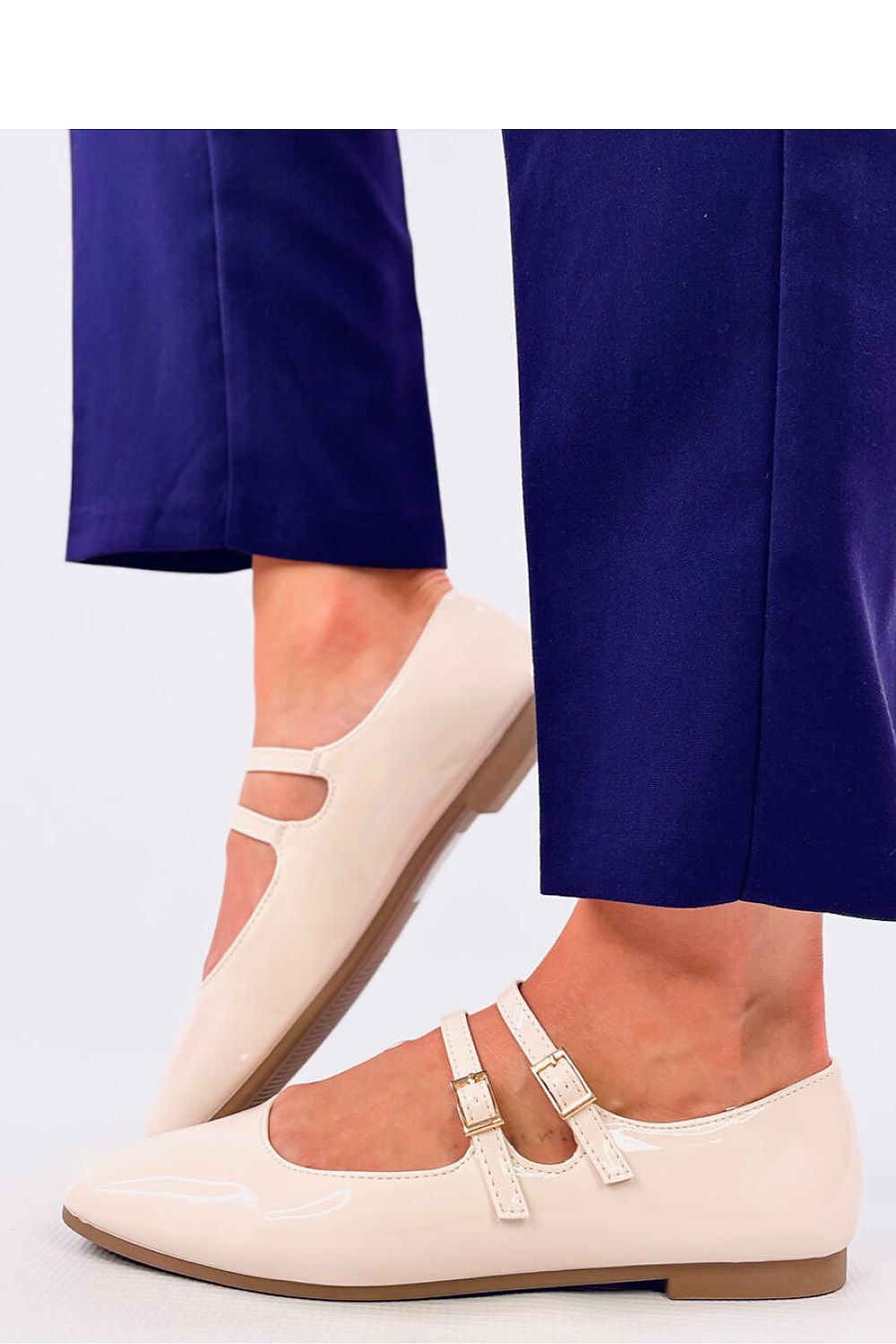 Sophisticated Inello Mary Jane Ballet Flats in glossy lacquer finish, designed with chic square toes for a fashionable touch.