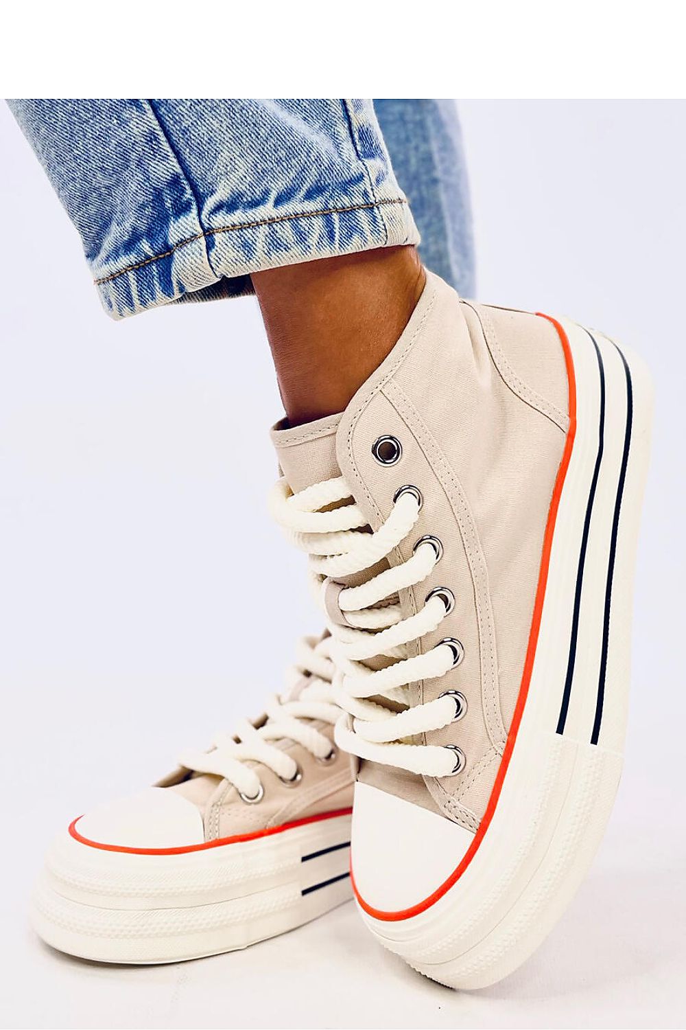 Women's Inello ankle sneakers with a luxurious fabric finish on a stylish platform, offering an ideal blend of fashion and comfort for everyday elegance.