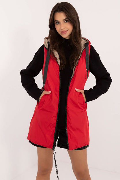 Stylish quilted vest by Factory Price in a versatile design, showcasing both sides and zippered pocket features.