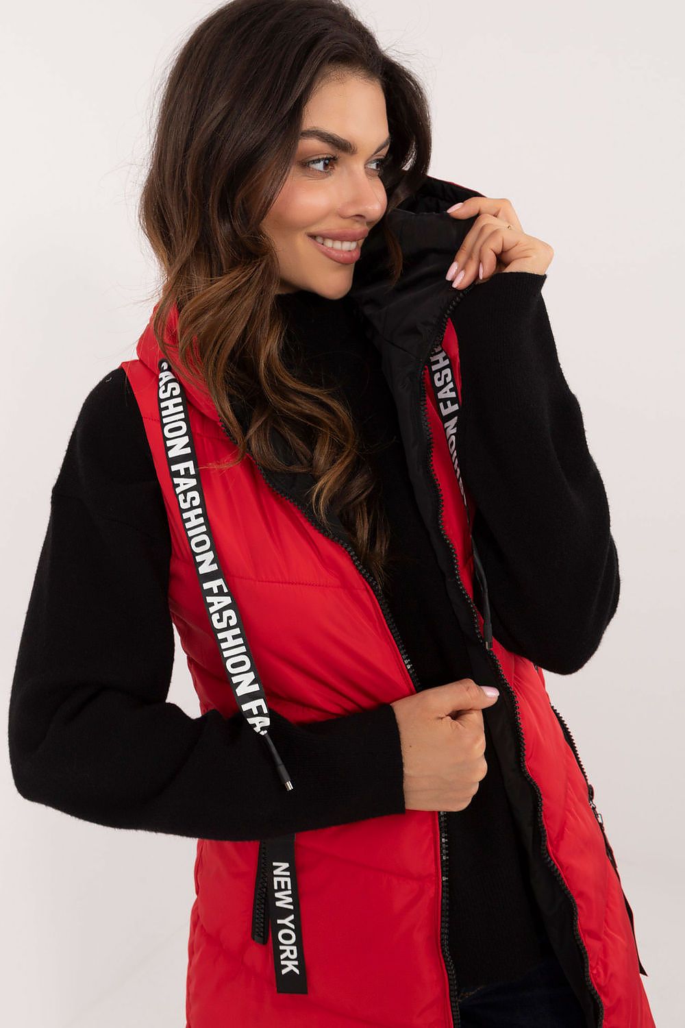 Luxury double-sided quilted vest featuring zippered pockets and hood, designed by Factory Price, perfect for cold seasons.