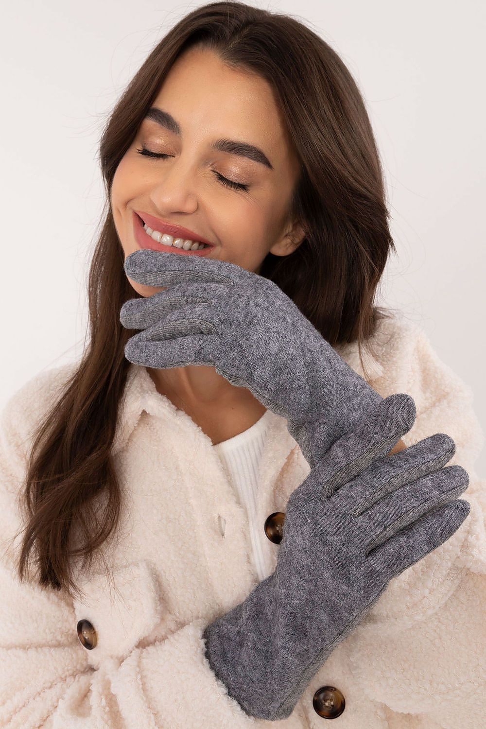 Elegant women's gloves by AT, crafted from insulated fabric with a decorative geometric pattern, perfect for the sophisticated lady.
