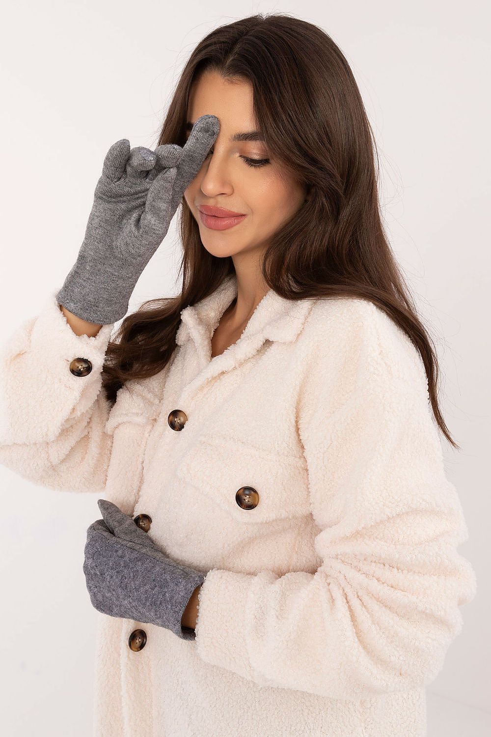 Elegant women's insulated gloves by AT featuring a geometric pattern, perfect for stylish warmth.