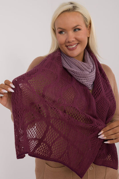 Chic 190 cm long openwork scarf by AT, featuring a delicate pattern, made from a warm cotton and wool blend for a luxurious seasonal accessory.