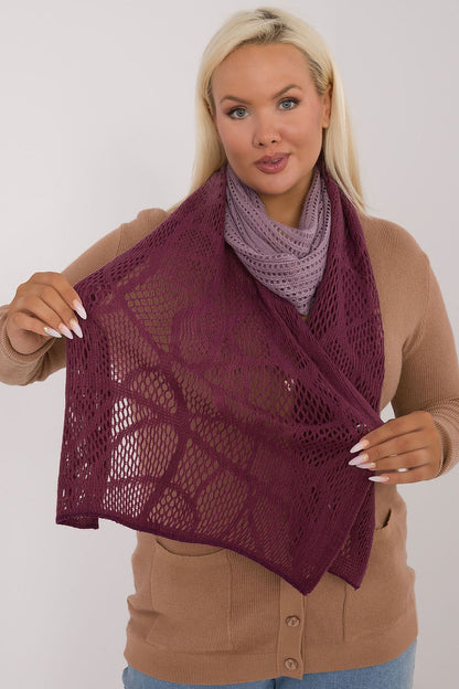 Luxurious openwork scarf by AT, made from high-quality cotton and wool, offering sophistication and comfort for chic autumn and winter styling.