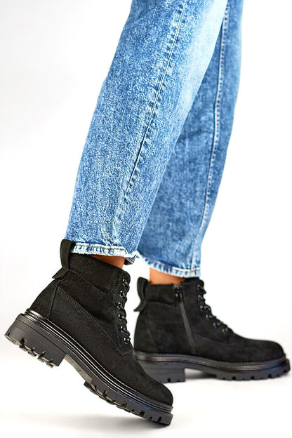 PRIMO Women's Eco-Suede Trapper Boots showcasing a chic design with warm eco-fur lining and 12cm upper, ideal for cold weather sophistication.