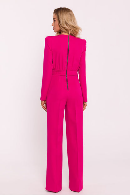 Sophisticated view of Moe's women's jumpsuit with a fitted top and wide legs, designed for a contemporary elegant look.