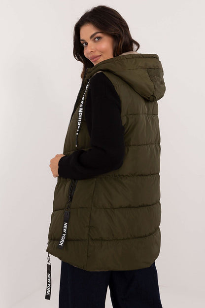 Luxury double-sided quilted vest with hood by Factory Price, perfect for colder seasons with stylish and practical design.