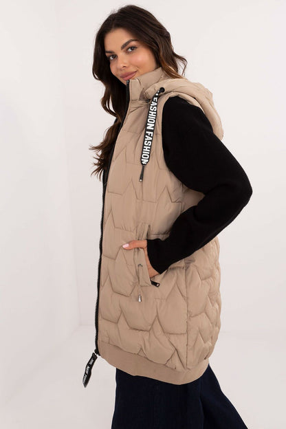 Elegant polyester outerwear vest with zippered pockets designed by Factory Price for modern women.