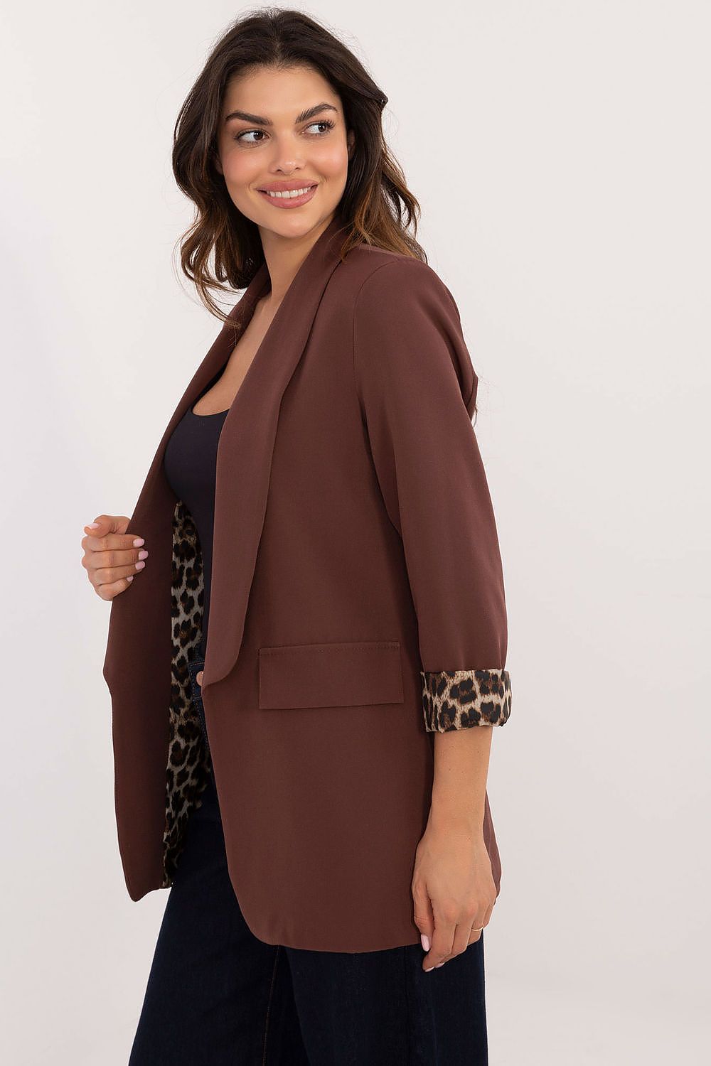 High-quality polyester women's jacket by Italy Moda, offering comfort and style for work and casual occasions.