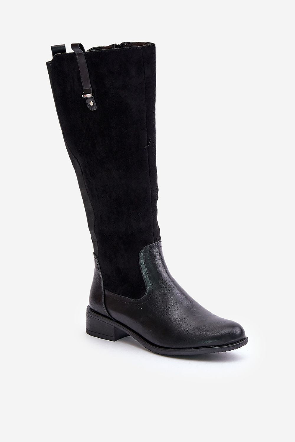 Close-up of Step in style's women's thigh-high boots showcasing their luxurious imitation leather suede texture and rounded toe design, ideal for chic outfits.