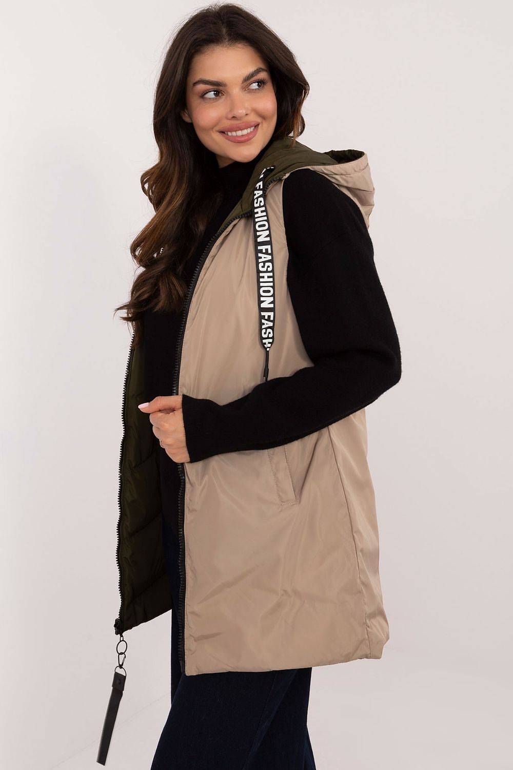 Elegant insulated jacket featuring zippered pockets and quilted texture by Factory Price, ideal for all-season wear.