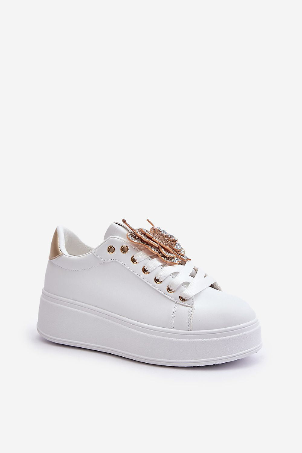 Stylish women's eco leather sneakers with a shiny butterfly detail on the platform, designed by Step in Style for ultimate comfort and luxury.