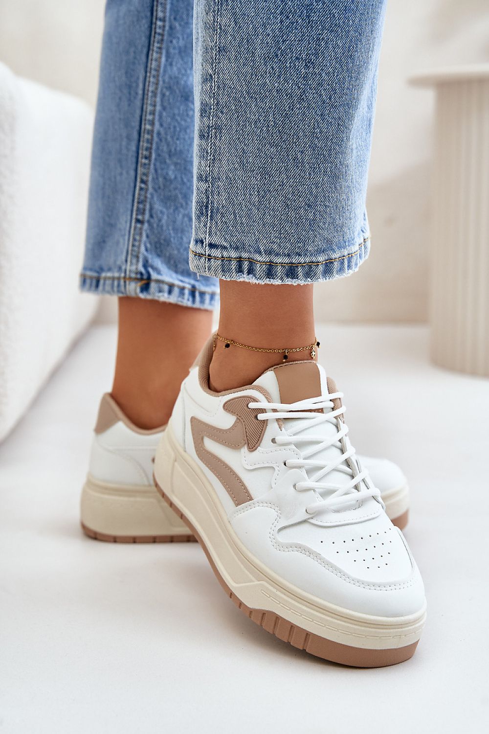 Chic women's stylish platform sneakers made from eco leather by Step in Style, offering a soft foam insole and refined rounded nose detail.