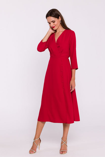 Stylove luxurious daydress with a flared hem and elegant neckline, ideal for various occasions and seasons.